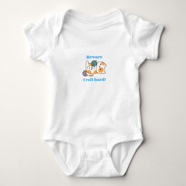 Beware I Roll Hard Jiu Jitsu Baby Bodysuit (Front)