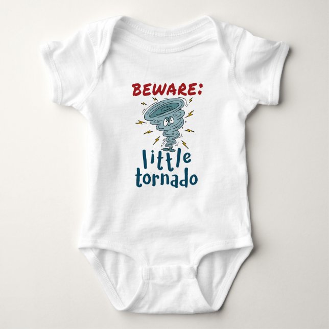Beware Little Tornado Cute  Baby Bodysuit (Front)