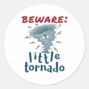 Beware Little Tornado Cute  Classic Round Sticker