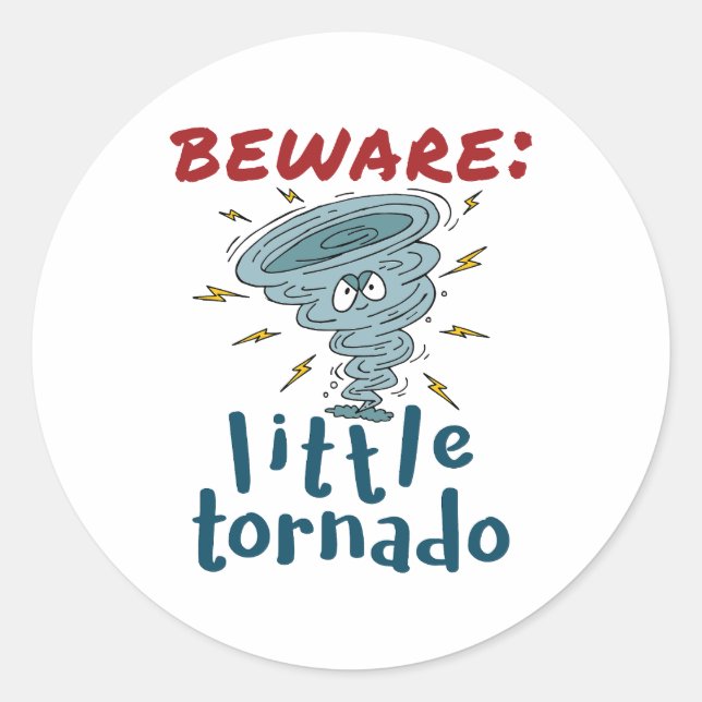 Beware Little Tornado Cute  Classic Round Sticker (Front)