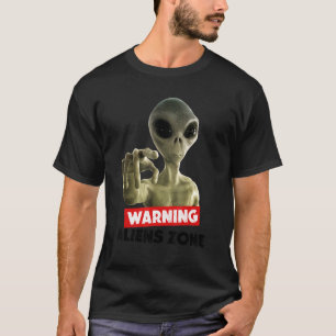 Beware Of Aliens Warning Area 51 Illustration Grap T-Shirt