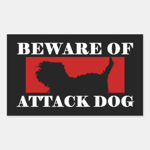 Beware of Attack Dog - Affenpinscher Rectangular Sticker