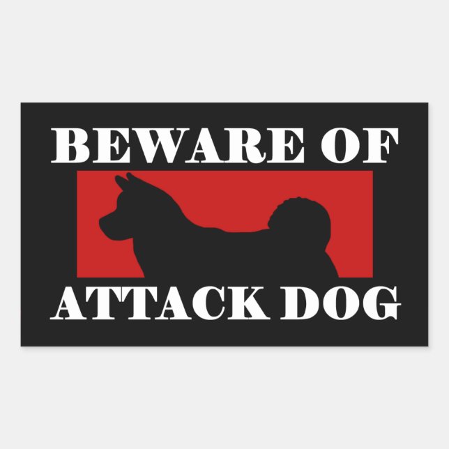 Beware of Attack Dog - Akita Rectangular Sticker (Front)