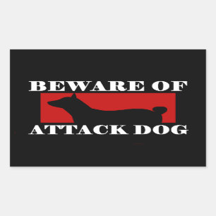 Beware of Attack Dog - Basenji Rectangular Sticker