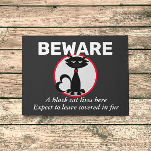 Beware of Black Cat Personalised Funny Doormat