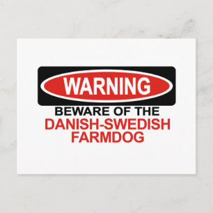Beware Of Danish-Swedish Farmdog Postcard