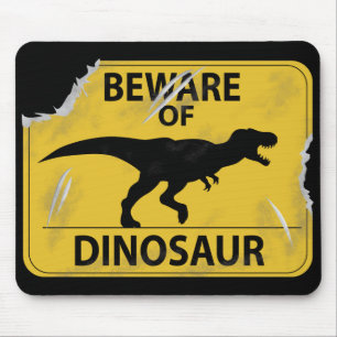 Beware of Dinosaur (damaged) Mouse Mat