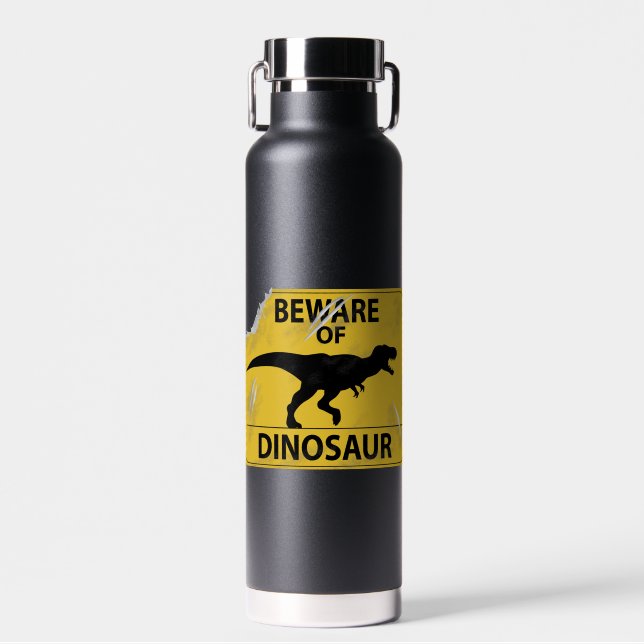 Beware of Dinosaur (Dino-damaged) Water Bottle (Front)