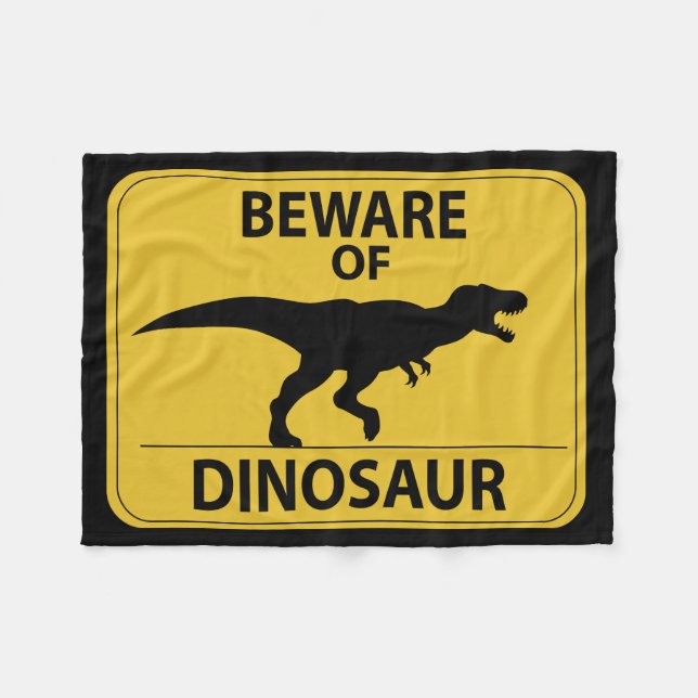 Beware of Dinosaur Fleece Blanket (Front (Horizontal))