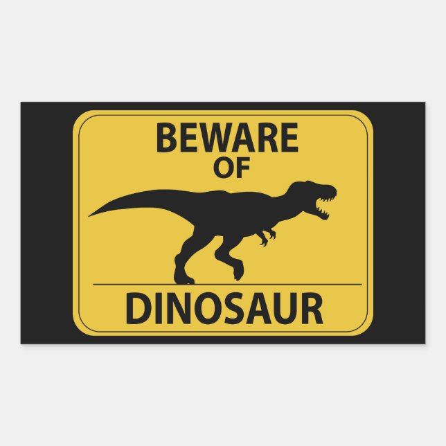 Beware of Dinosaur Rectangular Sticker (Front)