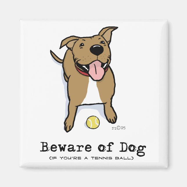 Beware of Dog (if you're a tennis ball) Cute Dog Magnet (Front)