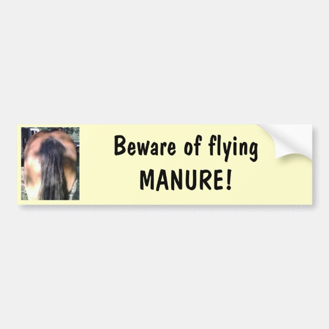 Beware of Flying Horse MANURE Bumper Sticker (Front)