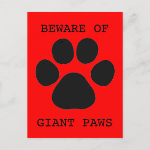 Beware of Giant Paws Postcard