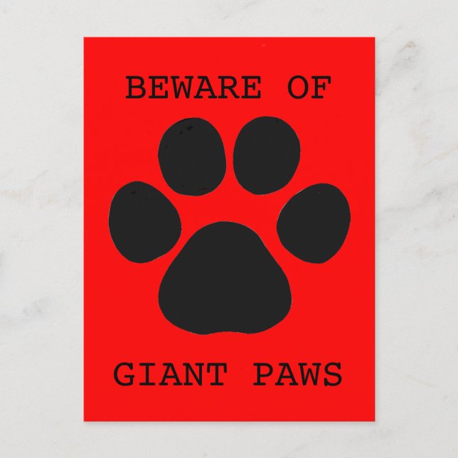 Beware of Giant Paws Postcard (Front)