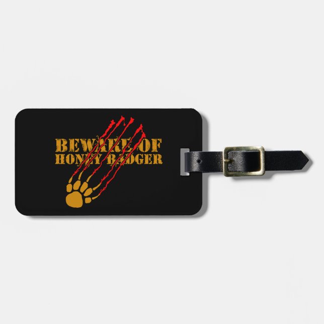 Beware of honey badger luggage tag (Front Horizontal)