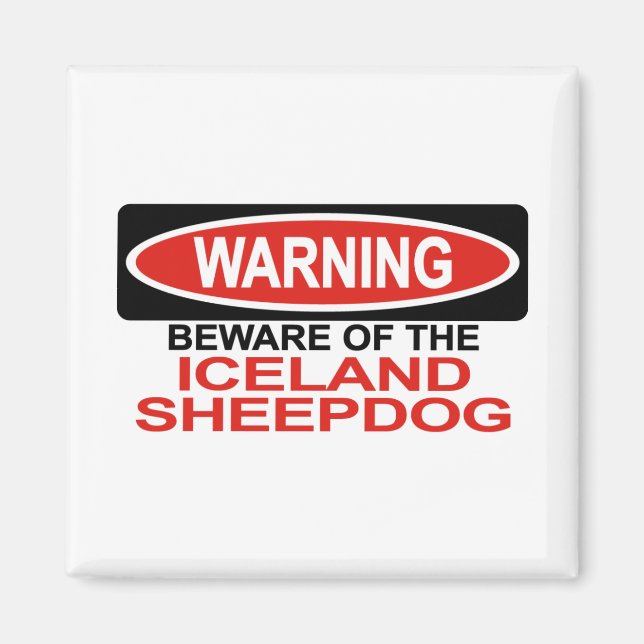 Beware Of Iceland Sheepdog Magnet (Front)