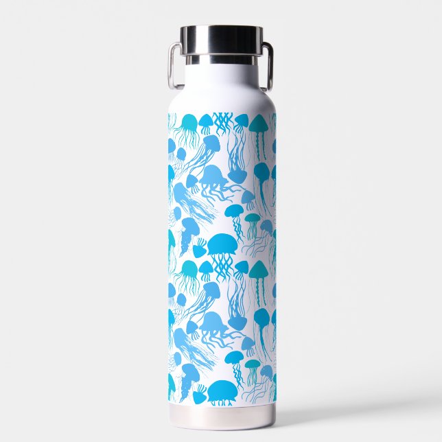 Beware of Jellyfish. L Blue.b No BG Water Bottle (Front)