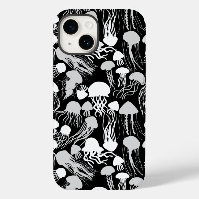 Beware of Jellyfish.w.b Black BG Case-Mate iPhone Case (Back)