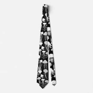 Beware of Jellyfish.w.b Black BG Tie