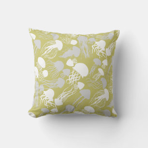 Beware of Jellyfish.w.b L Yellow BG Cushion