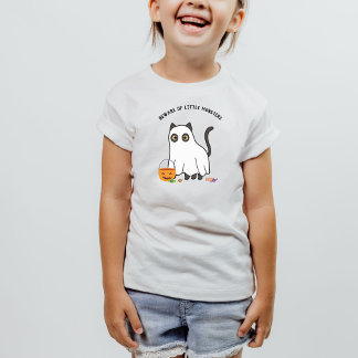 Beware of Little Monsters Black Cat Ghost T-Shirt