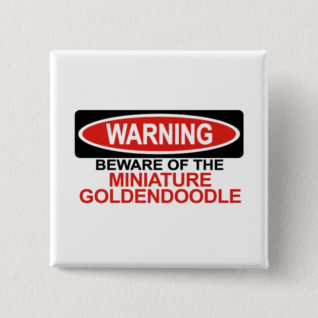 Beware Of Miniature Goldendoodle 15 Cm Square Badge (Front)