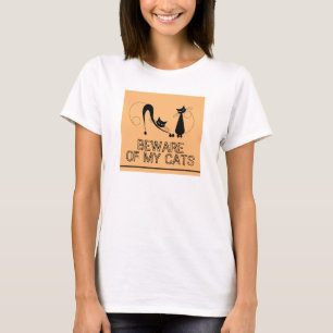 Beware of my Cats, Elegant Black Cat T-Shirt
