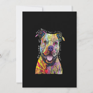 beware of Pitbull dogs they will steal your heart. Thank You Card