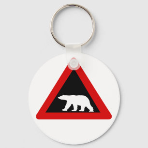 Beware of Polar Bears, Traffic Sign, Norway Key Ring