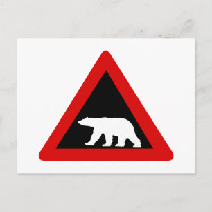 Beware of Polar Bears, Traffic Sign, Norway Postcard
