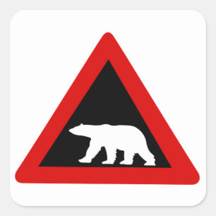 Beware of Polar Bears, Traffic Sign, Norway Square Sticker