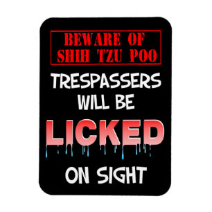 "Beware of Shih Tzu Poo" Magnet (Black)