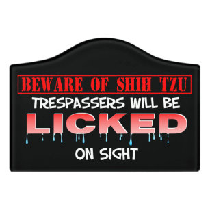 "Beware of Shih Tzu" Small Room Sign (Black)