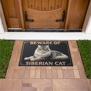 Beware of Siberian Cat, Stylish Siberian Kitten Doormat