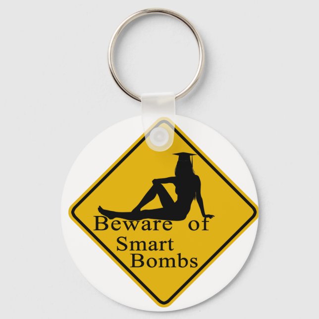 Beware of smart bombs key ring (Front)