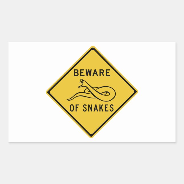 Beware of Snakes, Traffic Warning Sign, Australia Rectangular Sticker (Front)