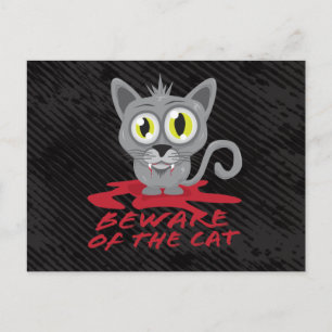 Beware Of The Cat Postcard