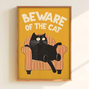 Beware of the Cat Print Funny Cat Poster Printable