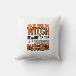 Beware Of The Dachshund Halloween Witch Shirt_1 Cushion