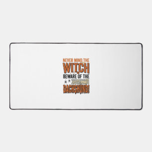 Beware Of The Dachshund Halloween Witch Shirt_1 Desk Mat