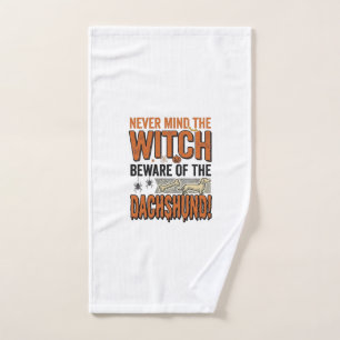 Beware Of The Dachshund Halloween Witch Shirt_1 Hand Towel