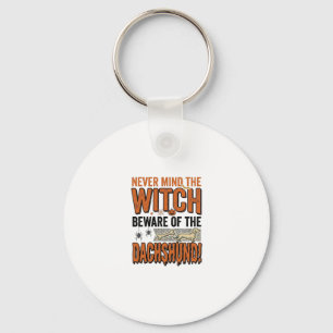 Beware Of The Dachshund Halloween Witch Shirt_1 Key Ring