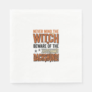 Beware Of The Dachshund Halloween Witch Shirt_1 Napkin
