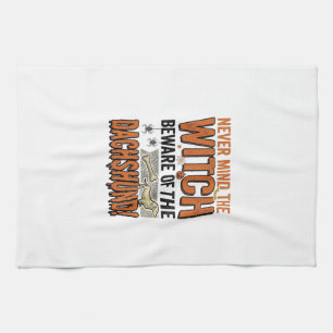 Beware Of The Dachshund Halloween Witch Shirt_1 Tea Towel