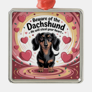 Beware Of The Dachshund Metal Tree Decoration