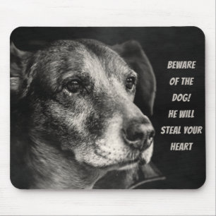 Beware of the dog, custom pet photo mouse mat