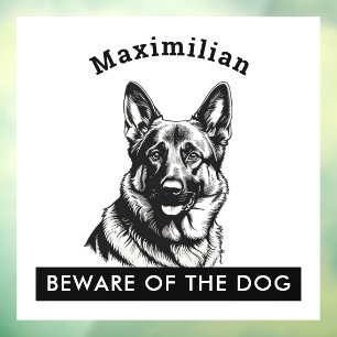 Beware of the Dog German Shepherd Personalized Window Cling