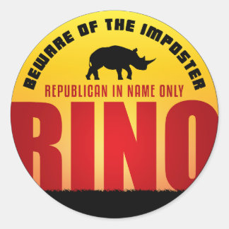 Beware of the RINO Classic Round Sticker