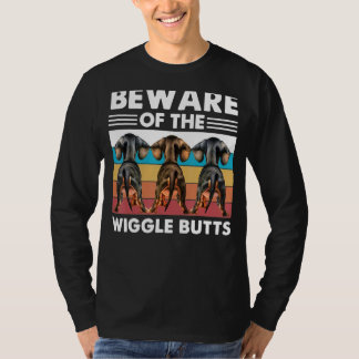 Beware Of The Wigglebutts Dog Vintage Dachshund T-Shirt