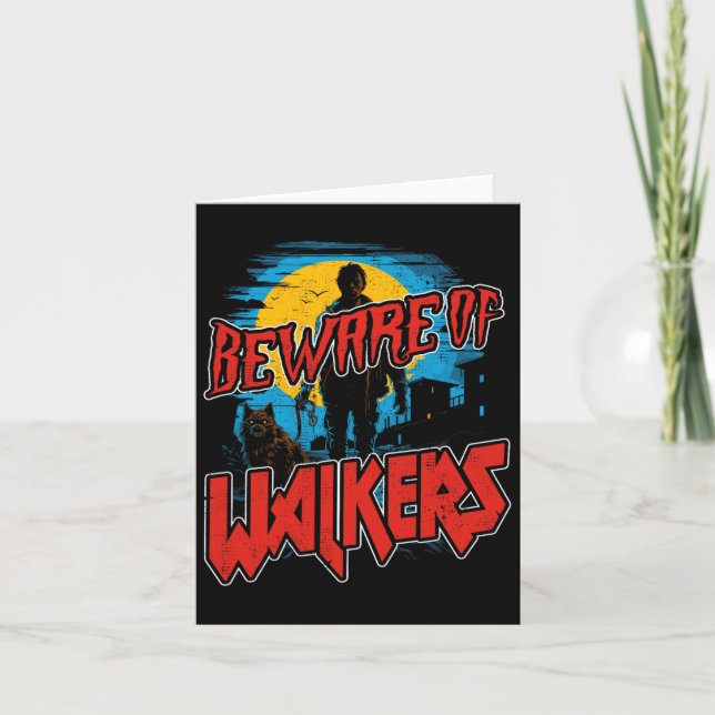 Beware Of Walkers Scary Zombie Dog Walker Horror H Card (Front)